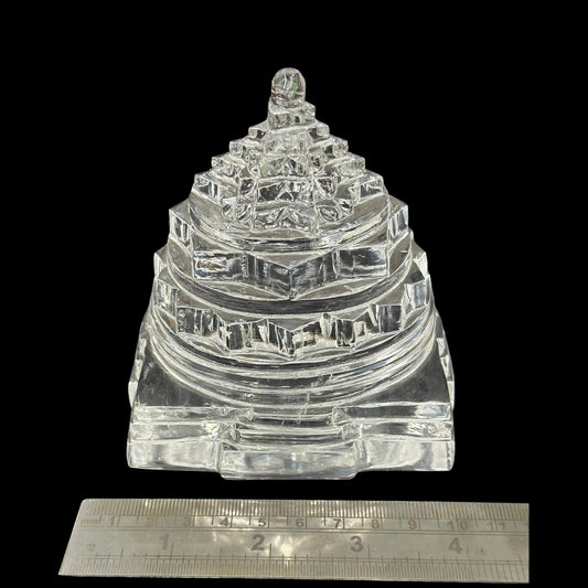 ShivaRatna Sphatik Shree Yantra - 1095g, Lab-Certified, 98mm Height, 95% Stone Clarity