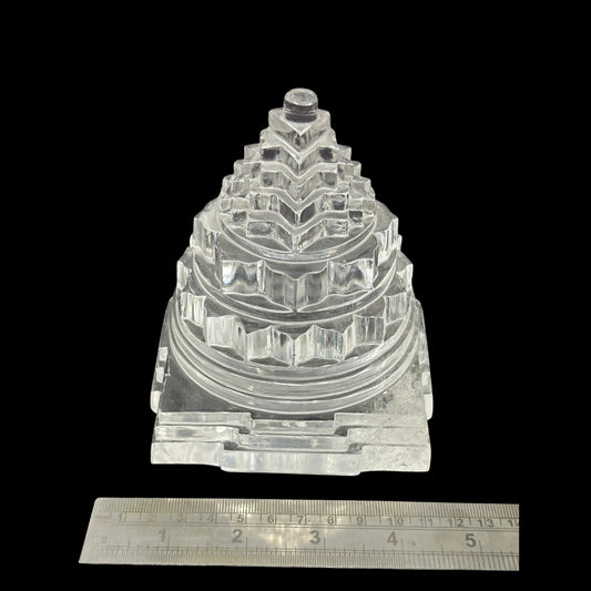 ShivaRatna Sphatik Shree Yantra - 1395g, Lab-Certified, 110mm Height, 85% Stone Clarity