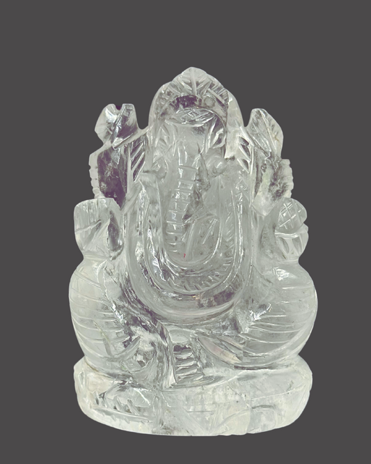 ShivaRatna 100% Sphatik Ganesh statue AAA Quality 421Gram- Lab Certified