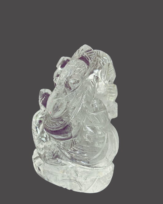 ShivaRatna 100% Sphatik Ganesh statue AAA Quality 421Gram- Lab Certified