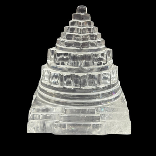 ShivaRatna Sphatik Shree Yantra - 1395g, Lab-Certified, 110mm Height, 85% Stone Clarity