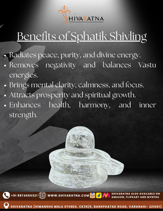 🔱 ShivaRatna 100% Natural Sphatik Shivling (AAA Quality) – 30–35 Grams