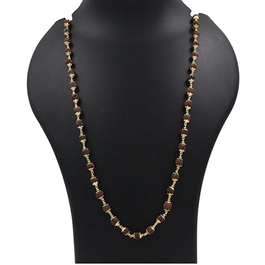 ShivaRatna Gold Plated Rudraksha Mala - 6 Months Color Guarantee - Real Rudraksha