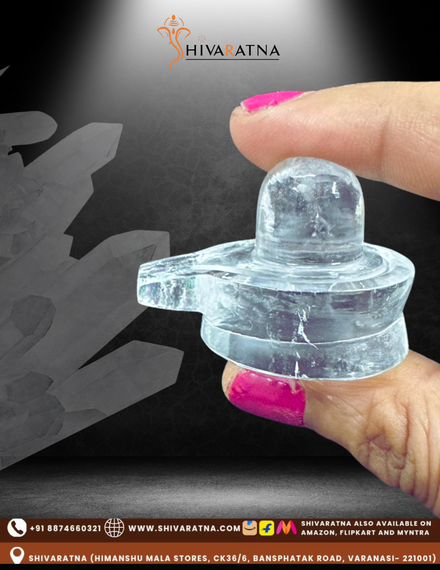 🔱 ShivaRatna 100% Natural Sphatik Shivling (AAA Quality) – 30–35 Grams