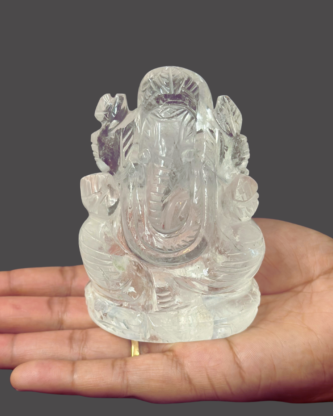 ShivaRatna 100% Sphatik Ganesh statue AAA Quality 421Gram- Lab Certified