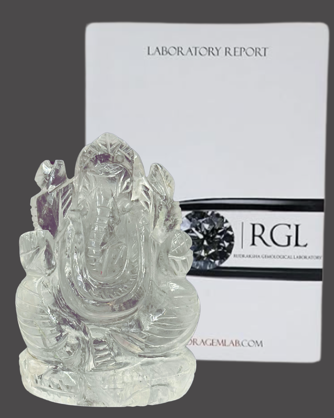 ShivaRatna 100% Sphatik Ganesh statue AAA Quality 421Gram- Lab Certified