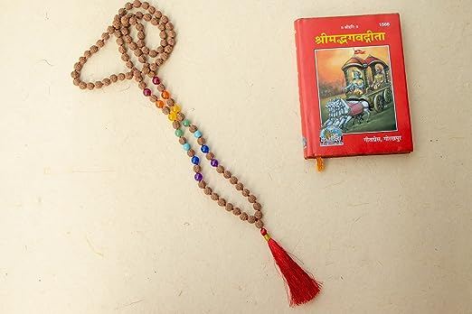 ShivaRatna The 7 Chakra Rudraksha Mala 108 + 1 Beads Length 40cm - ShivaRatna