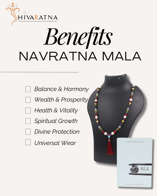 ShivaRatna Navratna Mala 108 + 1 Beads- Lab Certified- (ELITE BEADS)