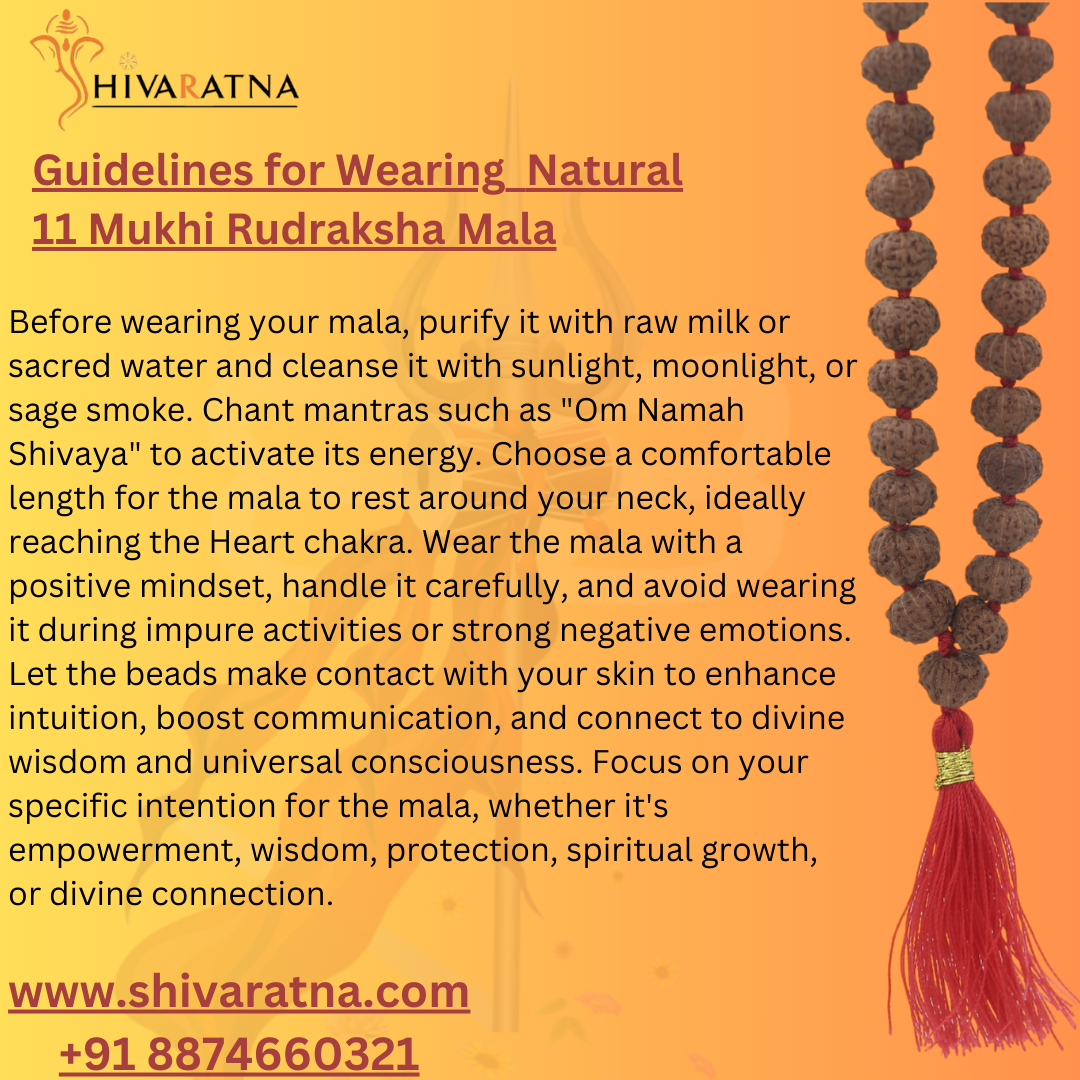 ShivaRatna 11 Mukhi Rudraksha Mala -108 +1 Beads (ISO Certified)