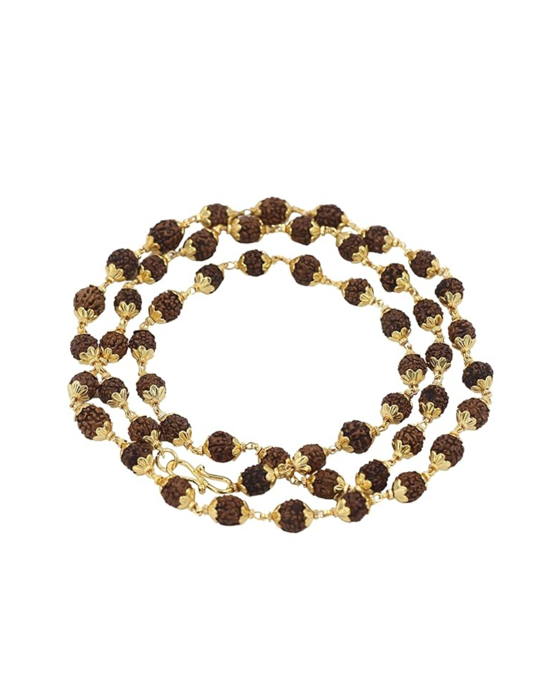 ShivaRatna Gold Plated Rudraksha Mala - 6 Months Color Guarantee - Real Rudraksha