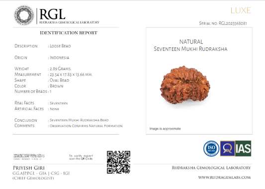 iso certificate o indonesian 17mukhi