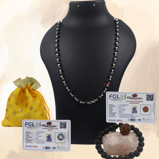 karungali malai with bracelet and 5mukhi by shivaratna