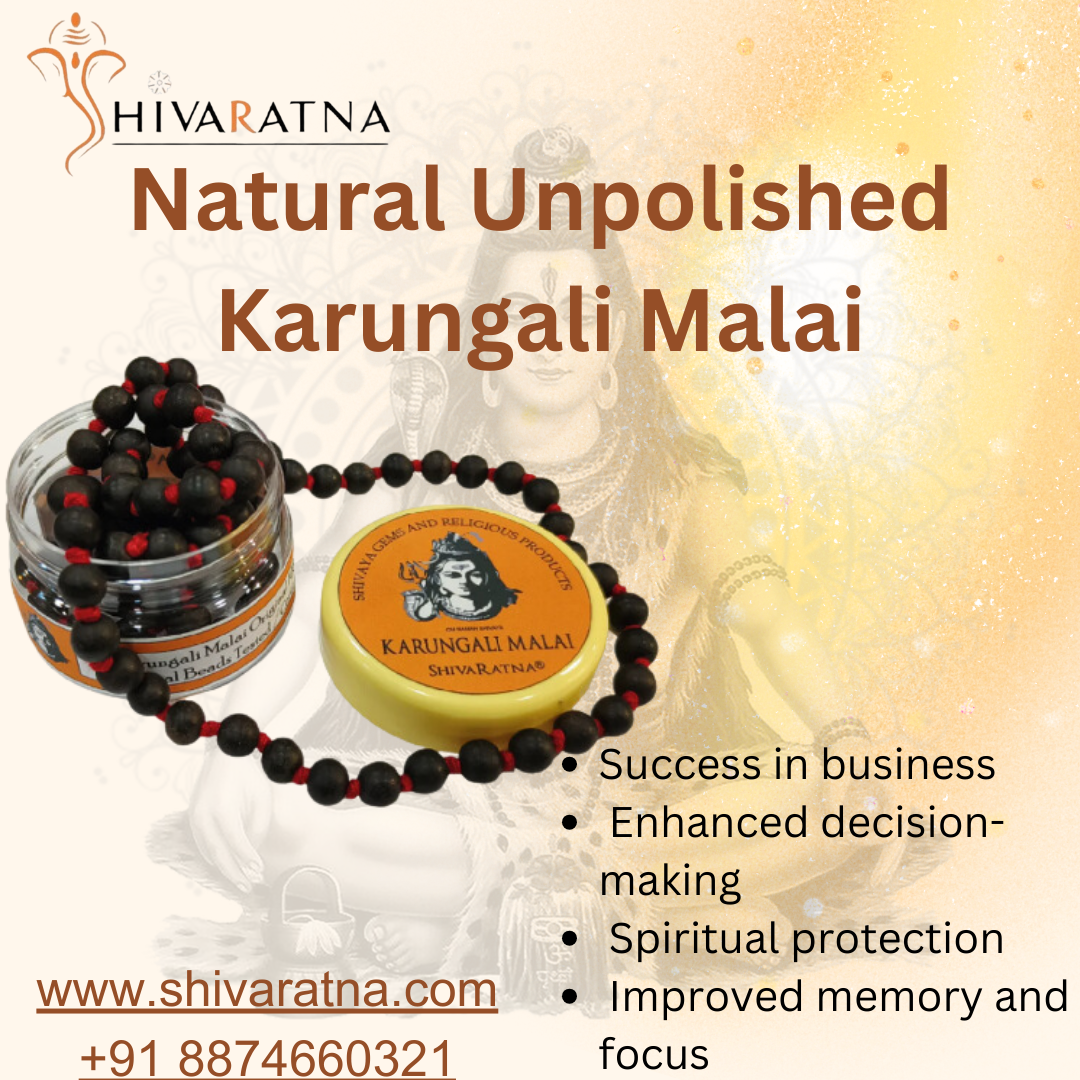 ShivaRatna 100% Natural Unpolished Karungali Malai Original Lab Certified - Premium Beads 8mm - கருங்காலி மாலை