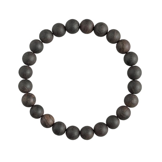 ShivaRatna  Ebony Wood Karungali Kattai Round Beads Handmade Elastic Stretchable - 100% Natural Unpolished Karungali Bracelets