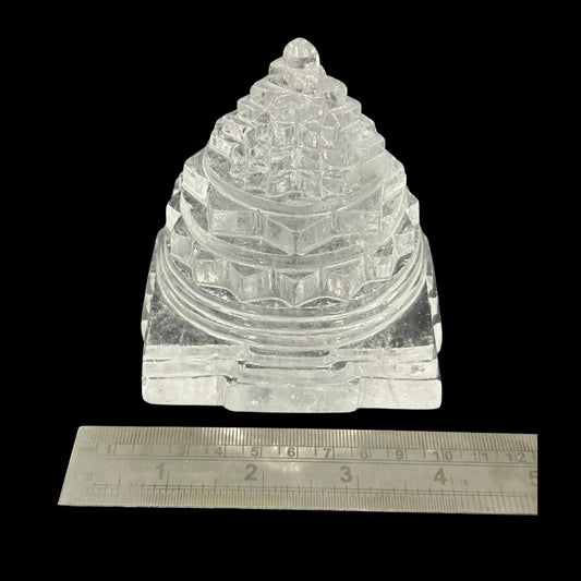ShivaRatna Sphatik Shree Yantra - 916g, Lab-Certified, 95mm Height, 60% Stone Clarity