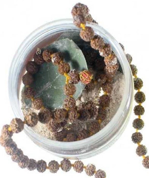 ShivaRatna Energized Rudraksha Mala 108+1 Beads ( Energized From Kashi Viswanaath Temple With Bhasmi & Belpatra )