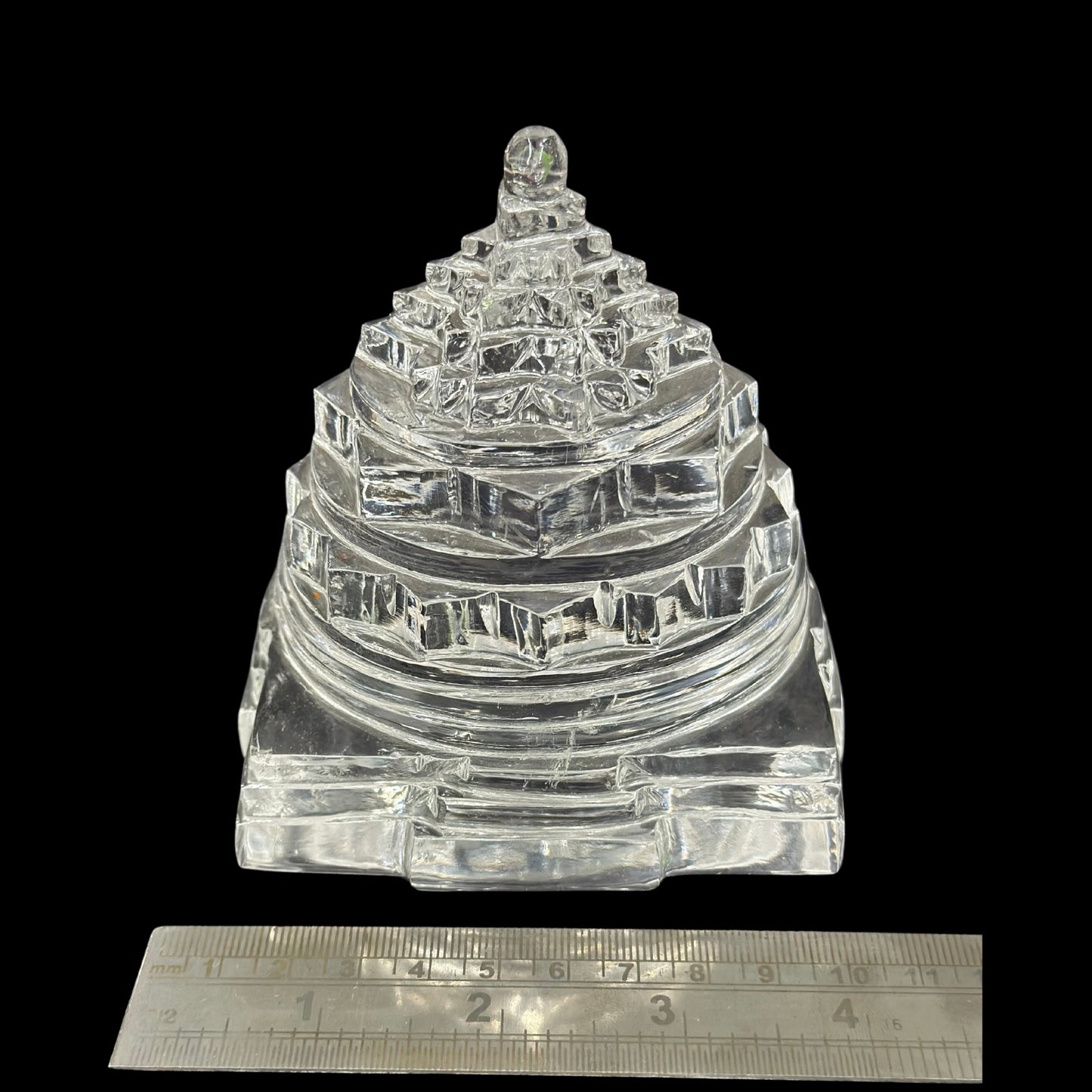 ShivaRatna Sphatik Shree Yantra - 1095g, Lab-Certified, 98mm Height, 95% Stone Clarity