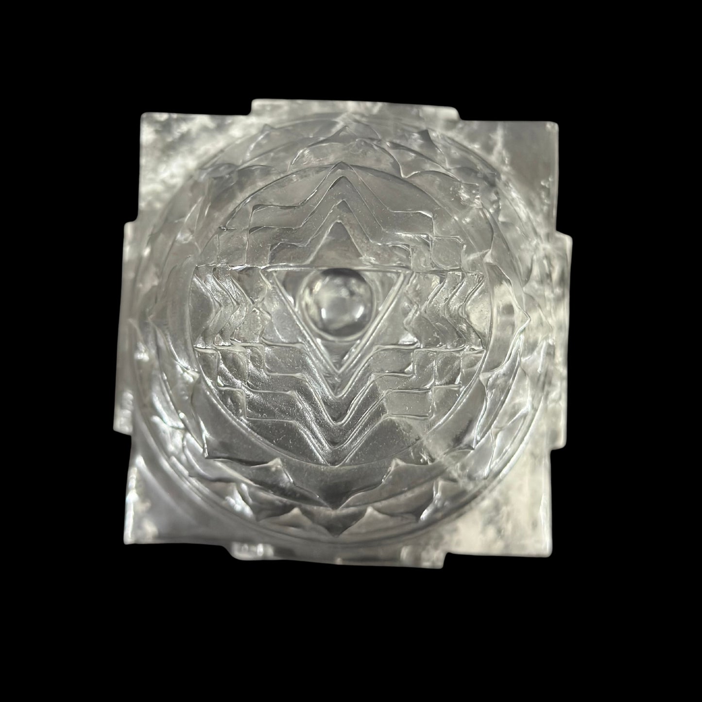 ShivaRatna Sphatik Shree Yantra - 1395g, Lab-Certified, 110mm Height, 85% Stone Clarity