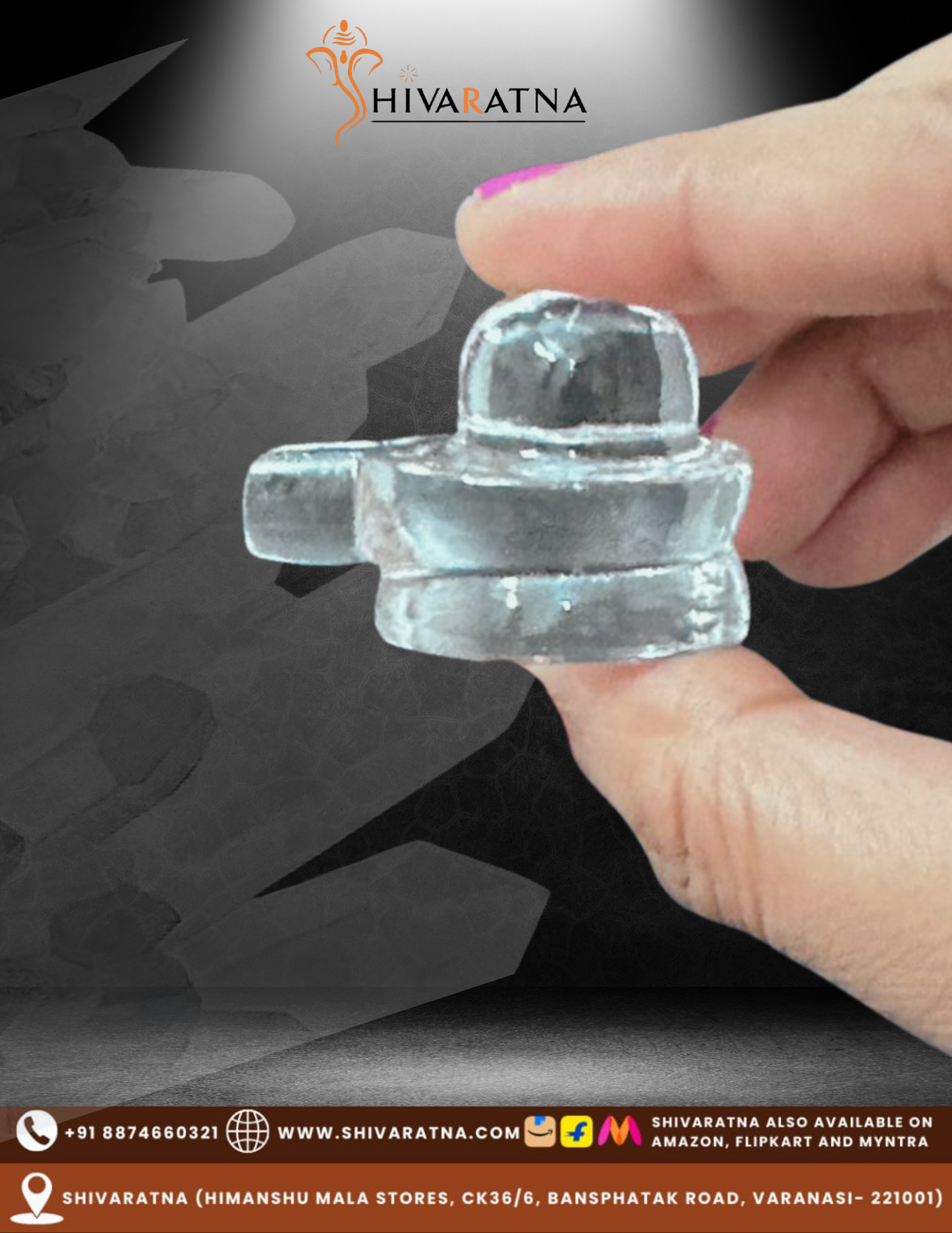 🔱 ShivaRatna 100% Natural Sphatik Shivling (AAA Quality) – 40-45 Grams