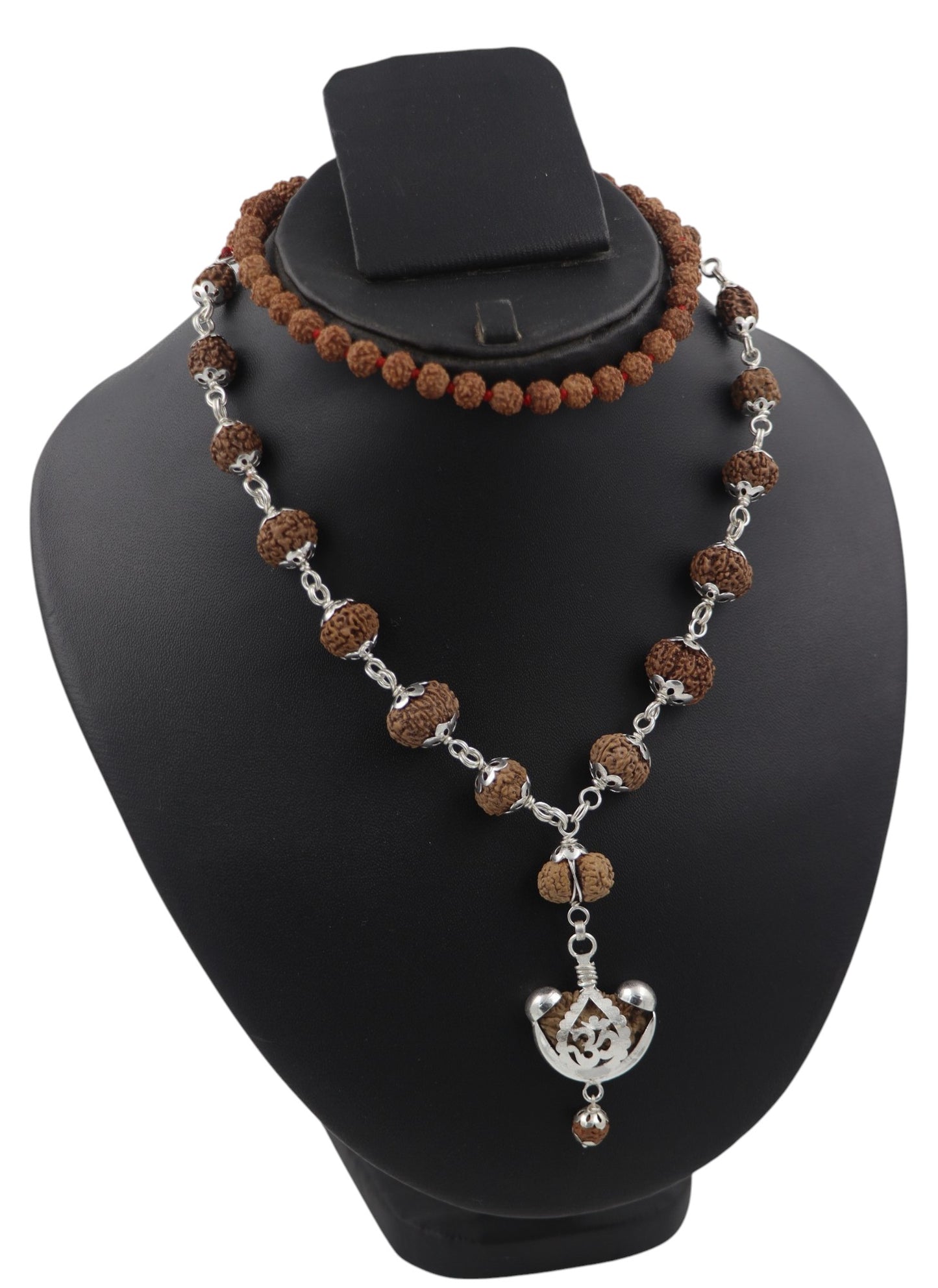 ShivaRatna Siddha Rudraksha Mala 1-14 Mukhi (Silver Capped)+ 5 Mukhi Rudraksha Mala - Lab Certified
