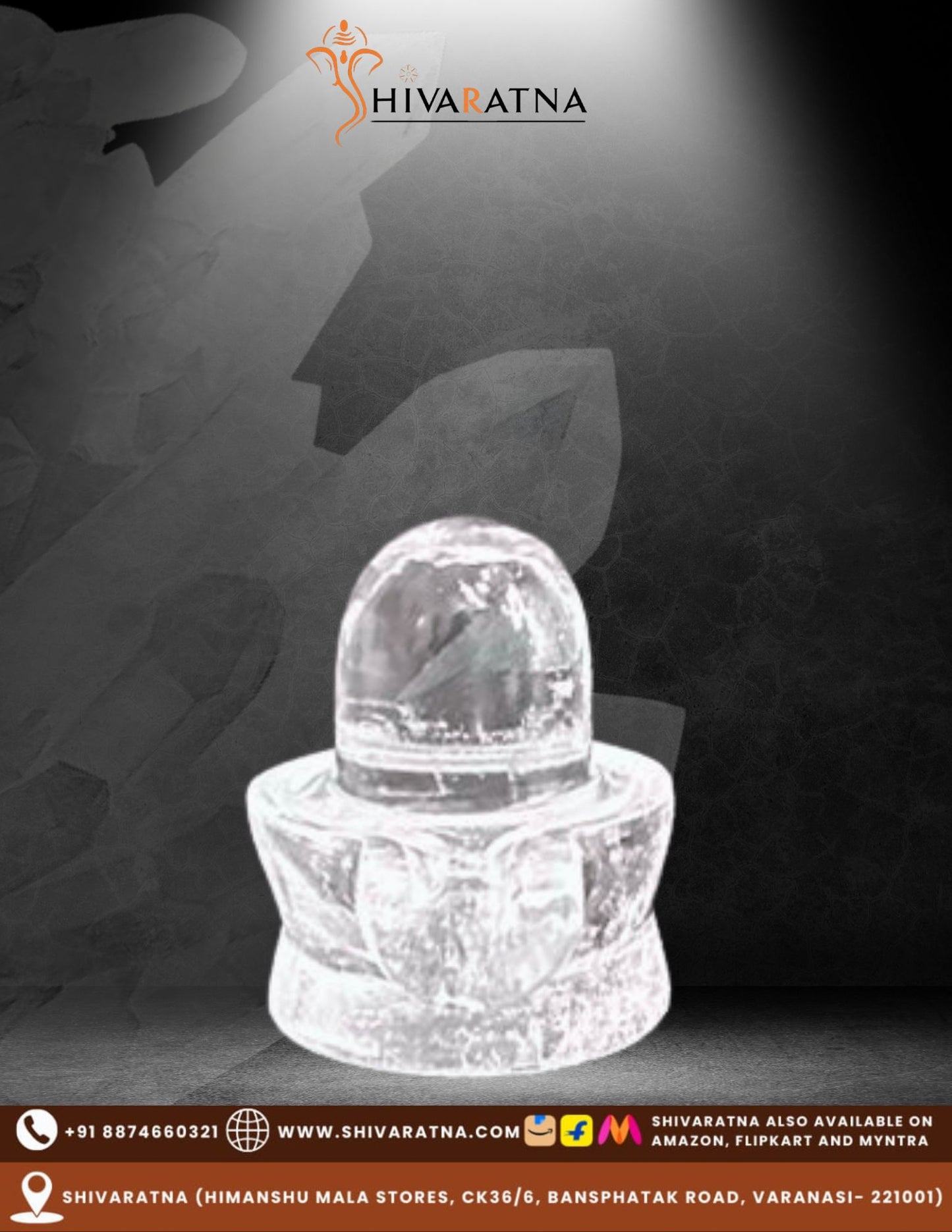 ShivaRatna 100% Natural Sphatik Shivling (AAA Quality) – 90-95 Grams