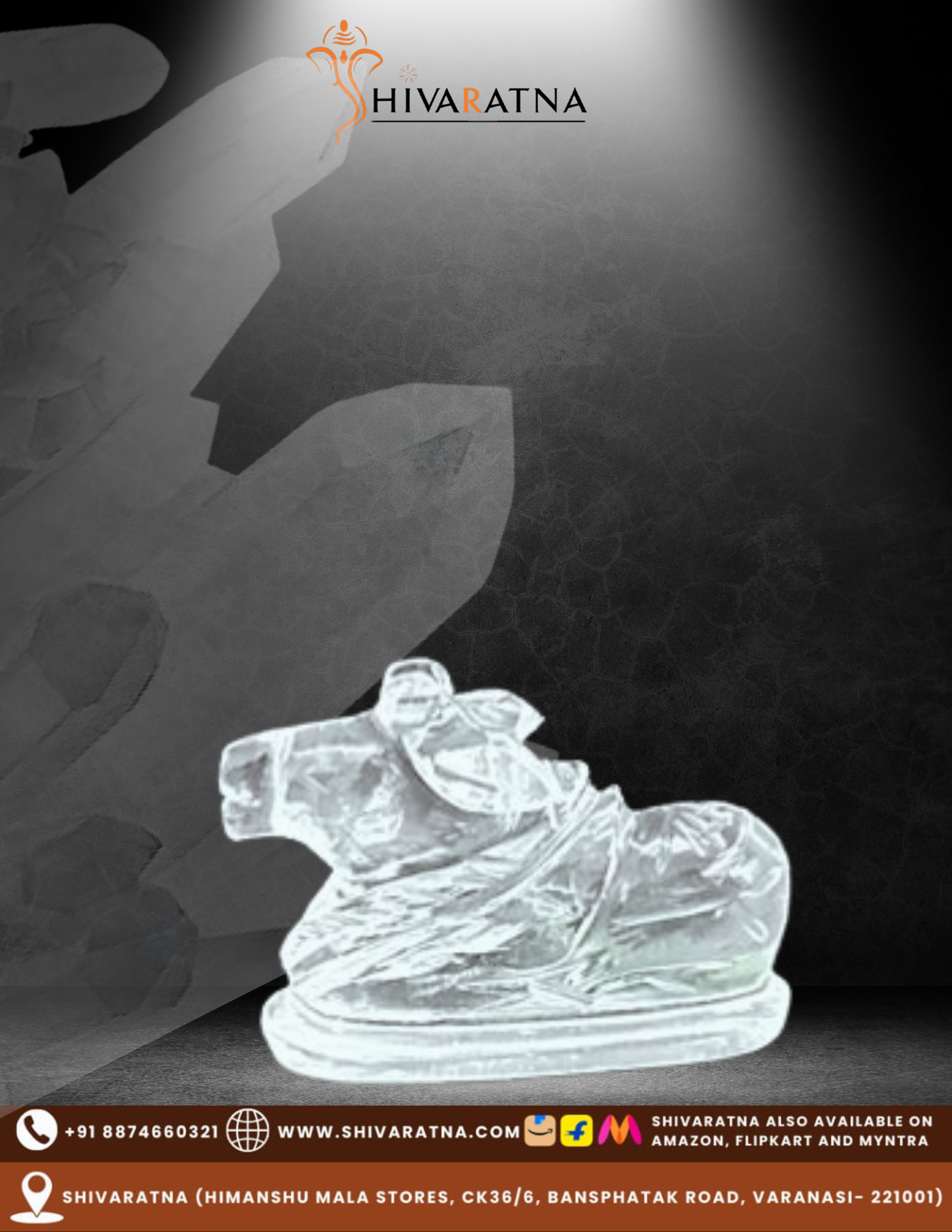 ShivaRatna Sphatik Nandiji – The Divine Guardian of Lord Shiva’s Energy (14-20gram)