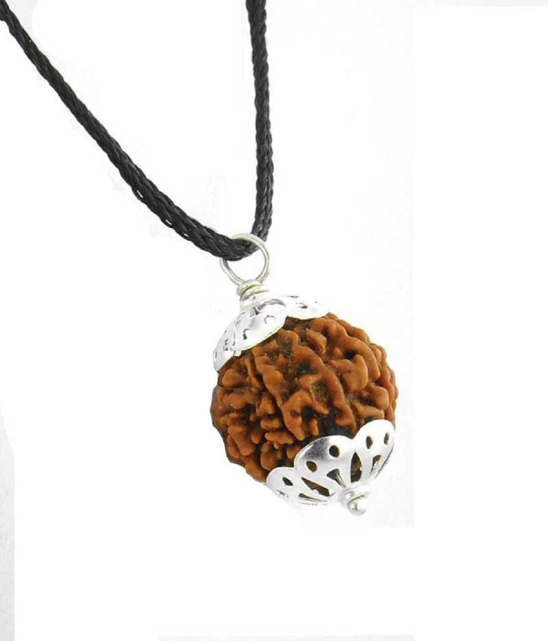 ShivaRatna 8 Mukhi Nepali Rudraksha Made in Pure Silver Cap - Lab Certified