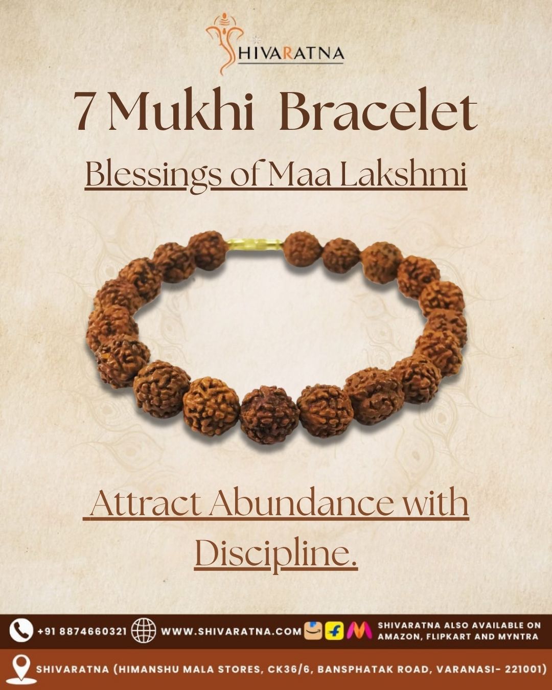 ShivaRatna 7 Mukhi Rudraksh Bracelet - Indonesian Beads