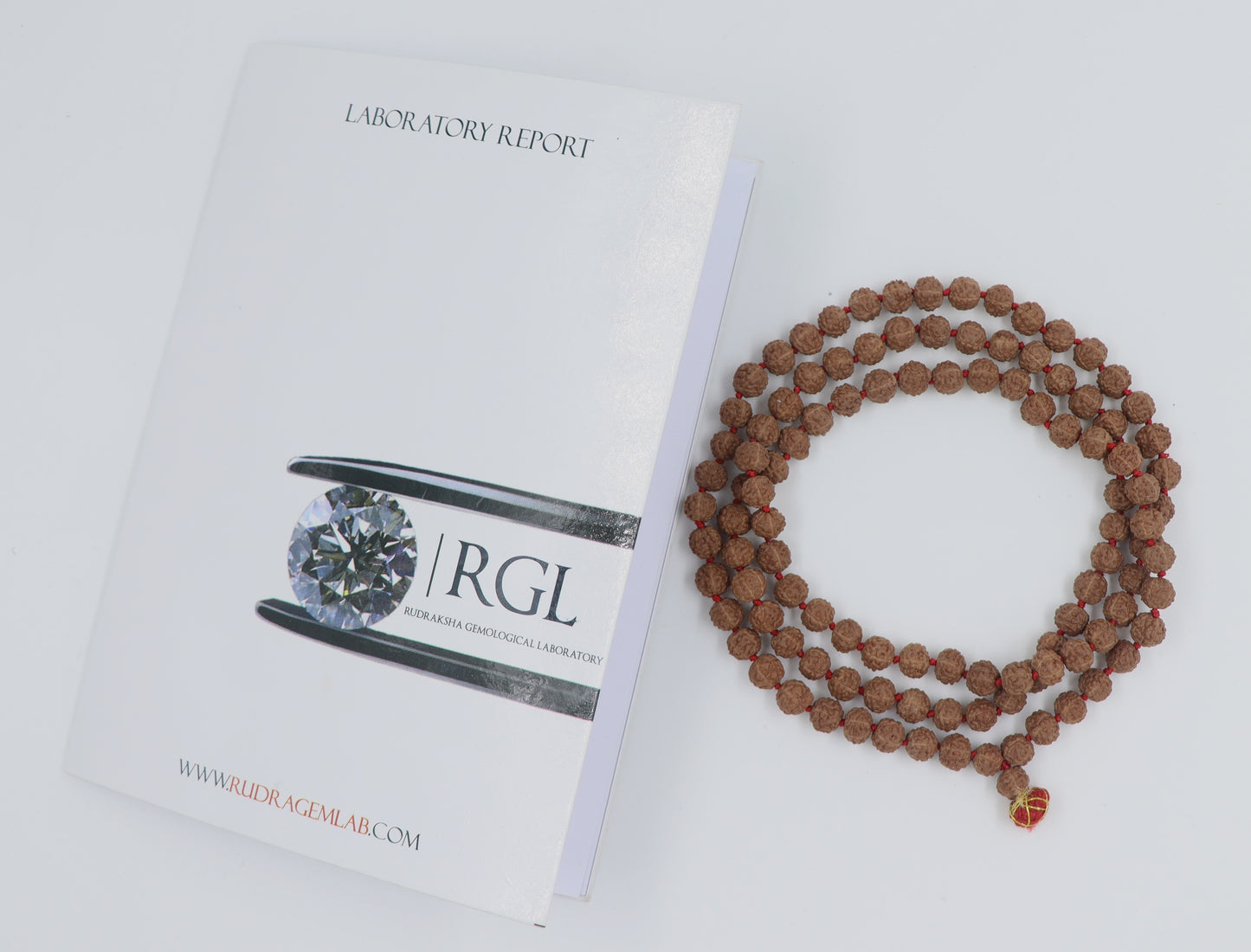 ShivaRatna Semi Chikna/Pathri Rudraksha Mala - Lab Certified 108+1 (for Jaap & Wearing)