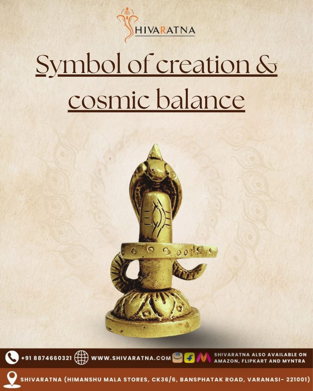 Decorative snake statue with text on a beige background