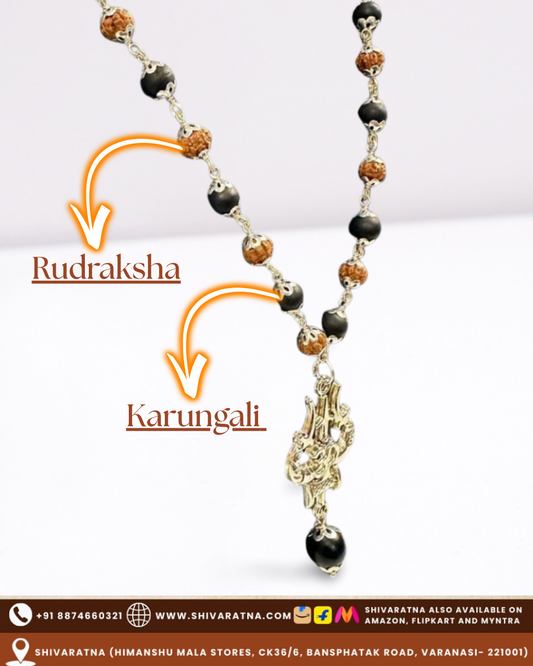 karungali rudraksha mala with om trishul