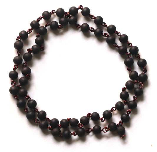 ShivaRatna Karungali Malai with Goverment Lab Certificate Made in Copper Wire 54+1 Beads (8mm Beads Size) Ebony
