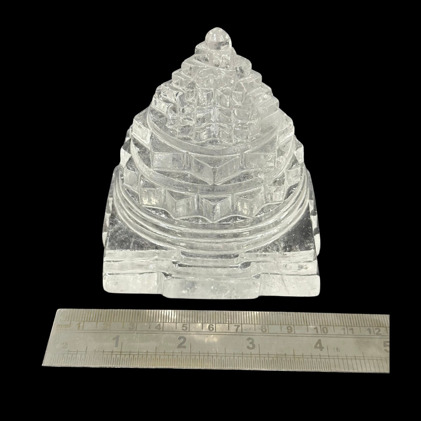 ShivaRatna Sphatik Shree Yantra - 916g, Lab-Certified, 95mm Height, 60% Stone Clarity